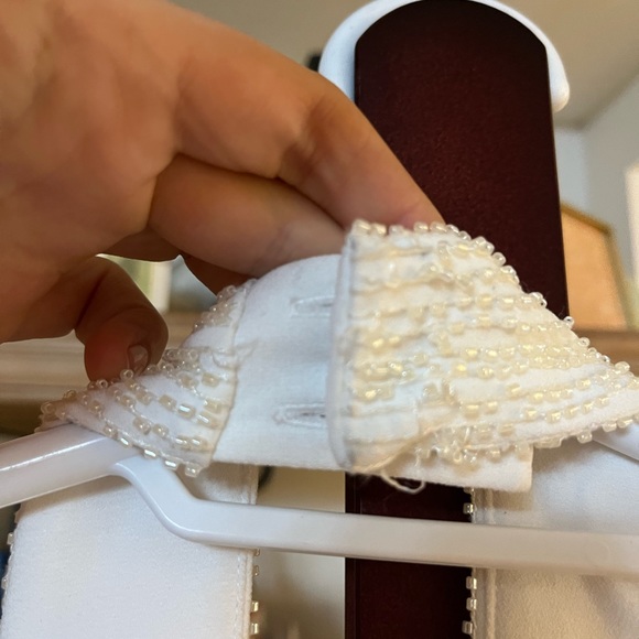 Halston Heritage white a-line halter dress, beaded dress, size 10, vintage feel - Picture 8 of 16